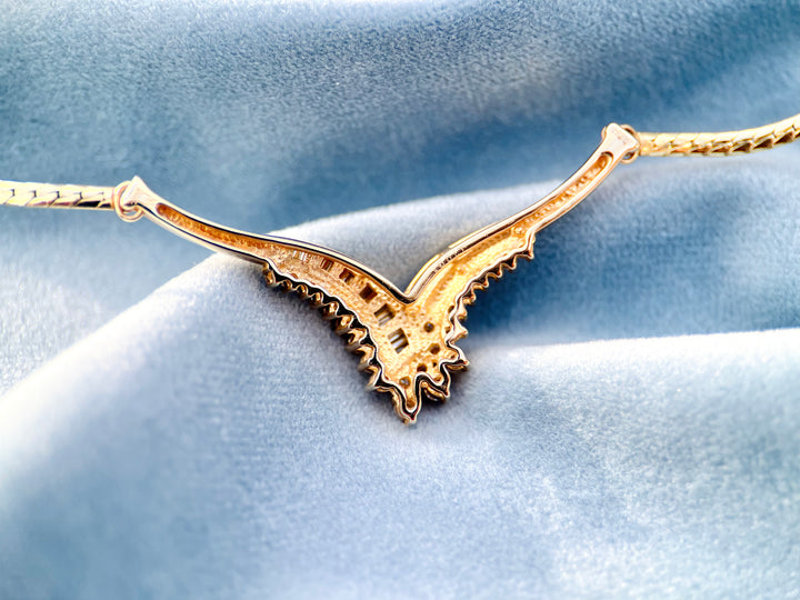 “The Golden Cascade” Vintage 1980’s Diamond Necklace in 14k Yellow Gold