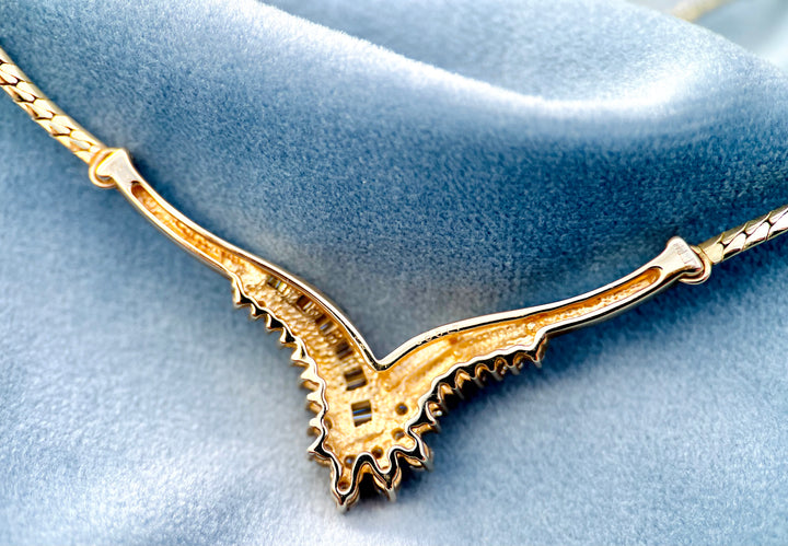 “The Golden Cascade” Vintage 1980’s Diamond Necklace in 14k Yellow Gold