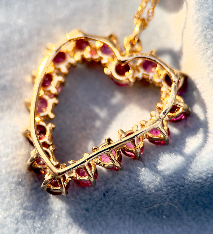 “The Heartstrokes” Over 2 Carat Ruby Pendant on Chain in 14k Yellow Gold