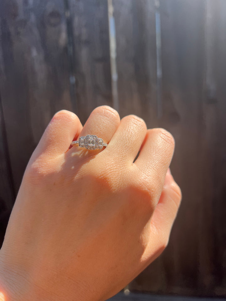 Elegant Emerald Cut .88 Carat tw Diamond Ring in 14k White Gold