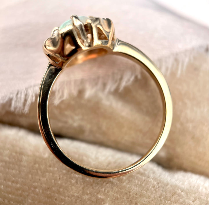 Vintage Opal Floral Ring in 14k Yellow Gold