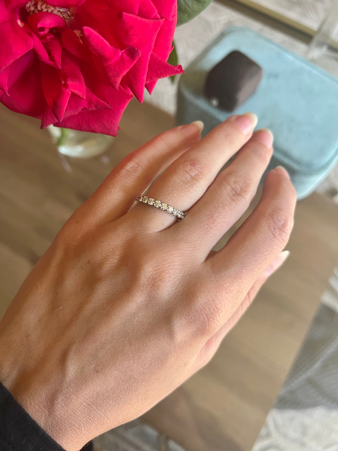 100% Natural Diamond Band in 14k White Gold