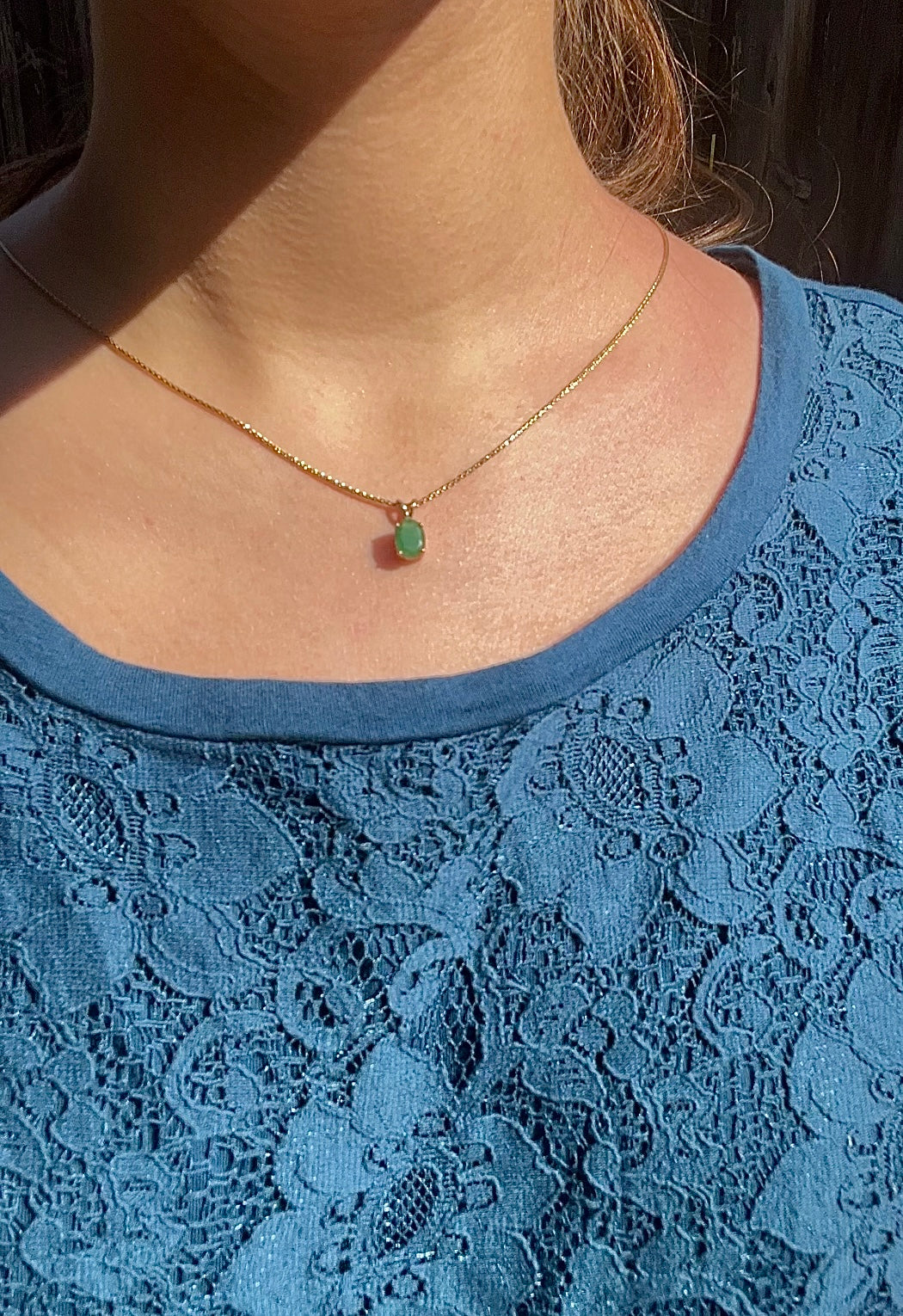 Garden Green Emerald Pendant in 14k Yellow Gold