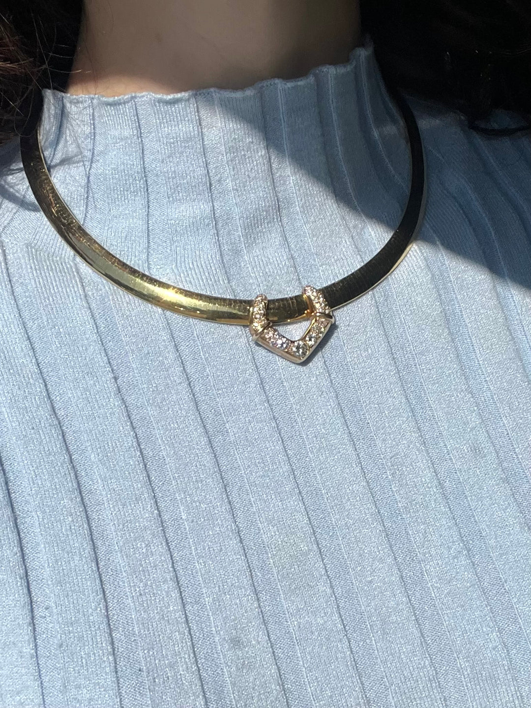 1.25 TCW Omega Slider Diamond Pendant in 14k Yellow Gold