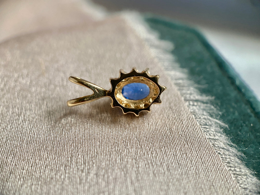 Flower Sapphire and Diamond Pendant in 14k Yellow Gold