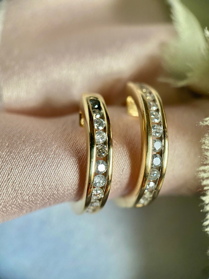 Shine Bright Diamond Hoops in 14k Yellow Gold