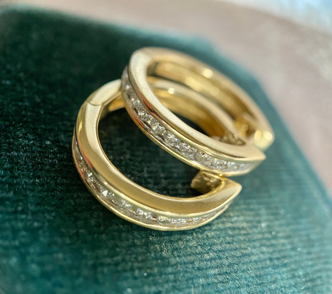 Shine Bright Diamond Hoops in 14k Yellow Gold