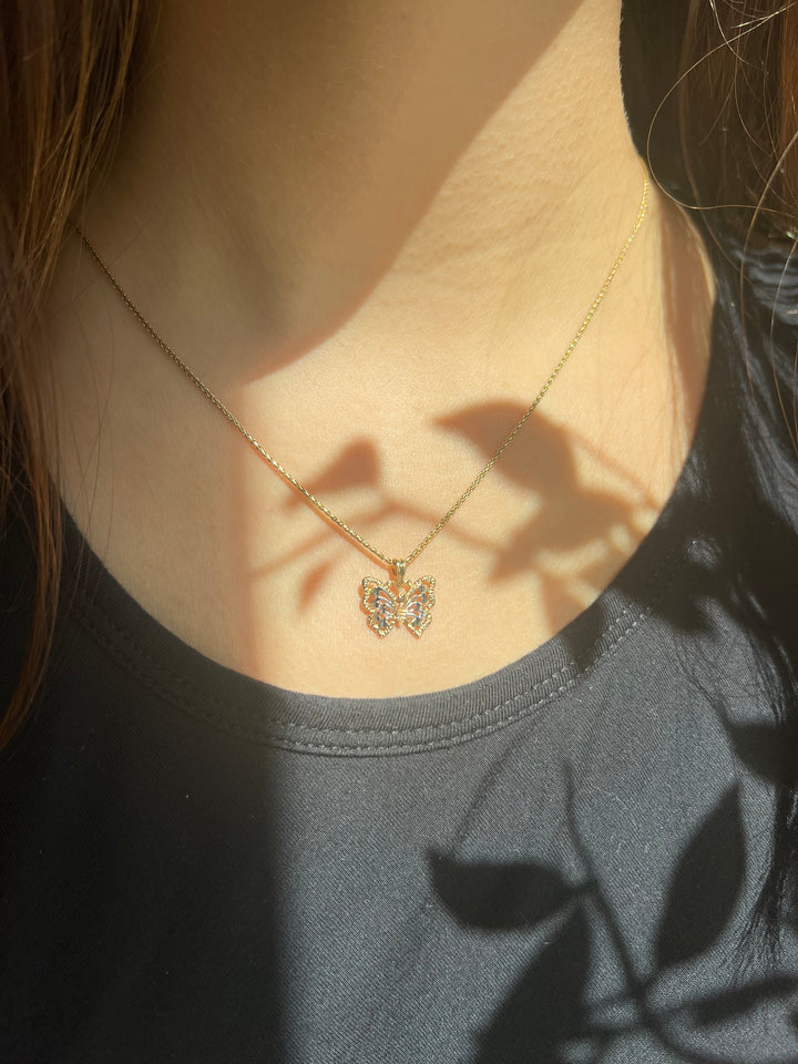 Catching Butterflies Pendant in 14k Yellow Gold