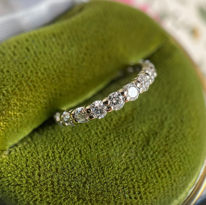 The Meridian Ring 1 Carat Floating Semi-Bezel Diamond Eternity Band in 14k White Gold