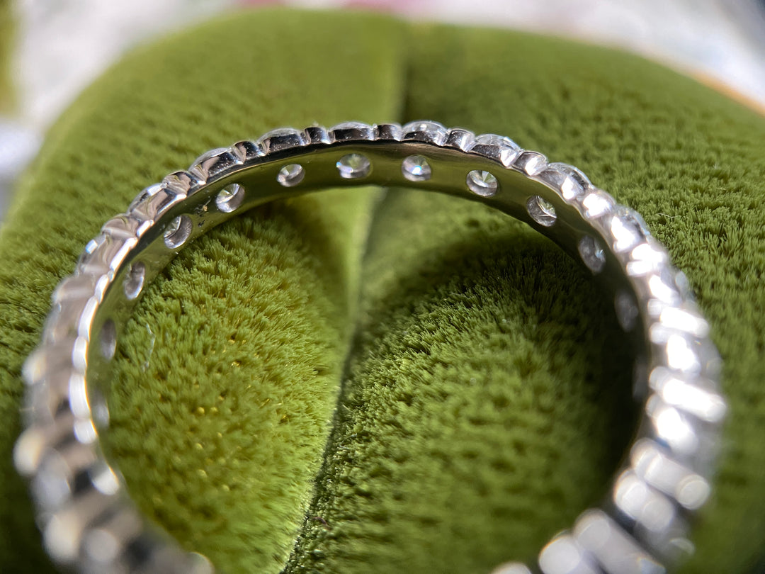 The Meridian Ring 1 Carat Floating Semi-Bezel Diamond Eternity Band in 14k White Gold