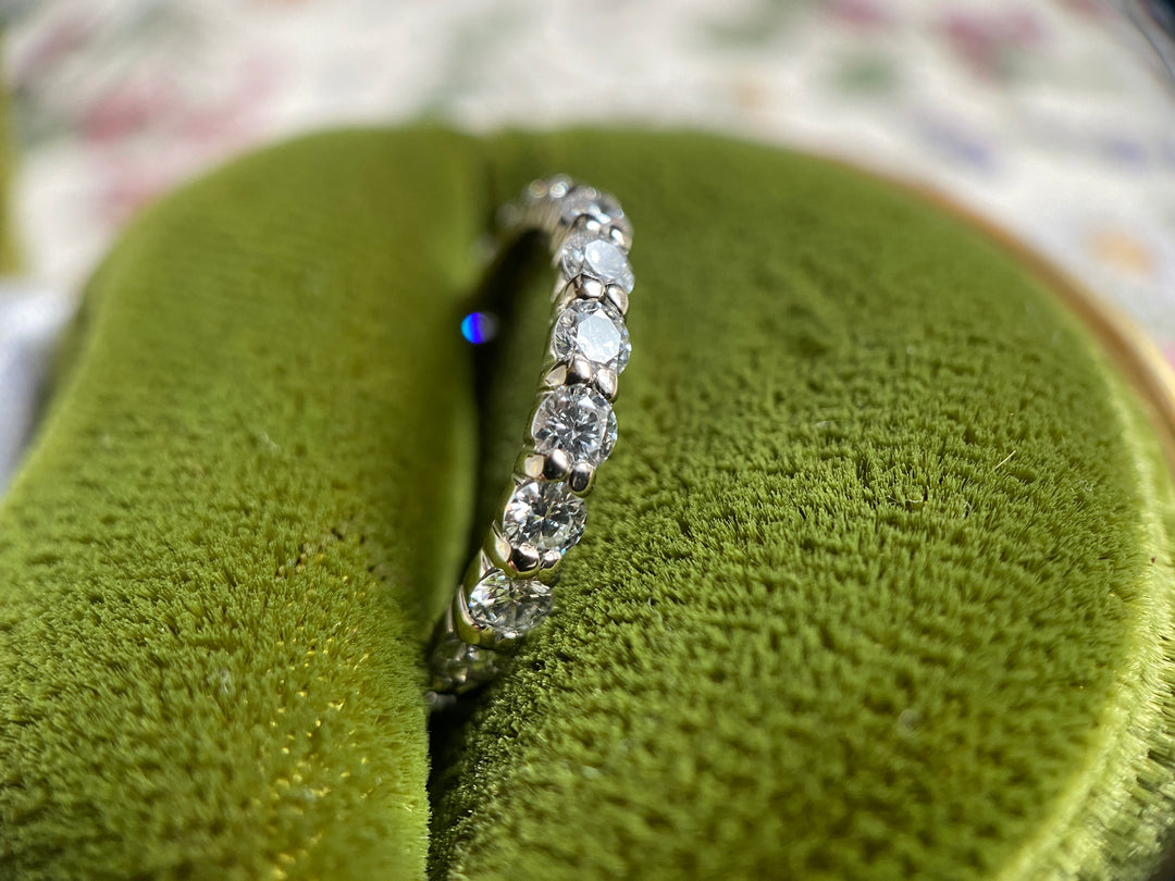 The Meridian Ring 1 Carat Floating Semi-Bezel Diamond Eternity Band in 14k White Gold