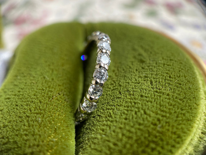 The Meridian Ring 1 Carat Floating Semi-Bezel Diamond Eternity Band in 14k White Gold