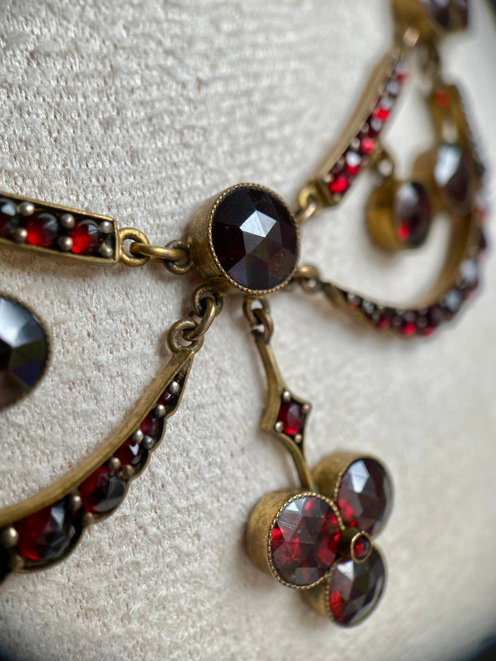 Victorian Bohemian Garnet Necklace in Tombak