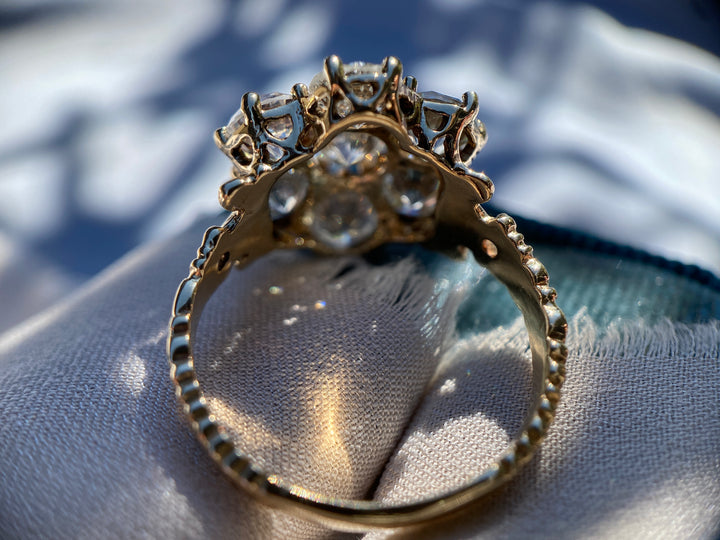 Over 4.50 TCW Vintage Setting With Modern Round Brilliant Diamonds in 14k Yellow Gold