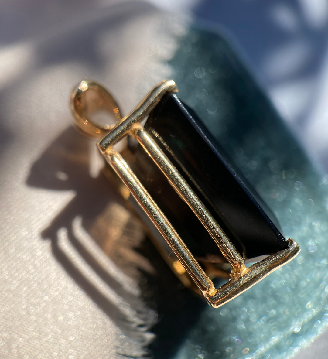 27 Carat Smokey Brown Topaz Pendant with Diamond Accents in 14k Yellow Gold