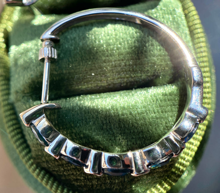 Blue Sky Sapphire & Diamond Earrings with Makers Mark Gabriel and Co Set in 14k White Gold