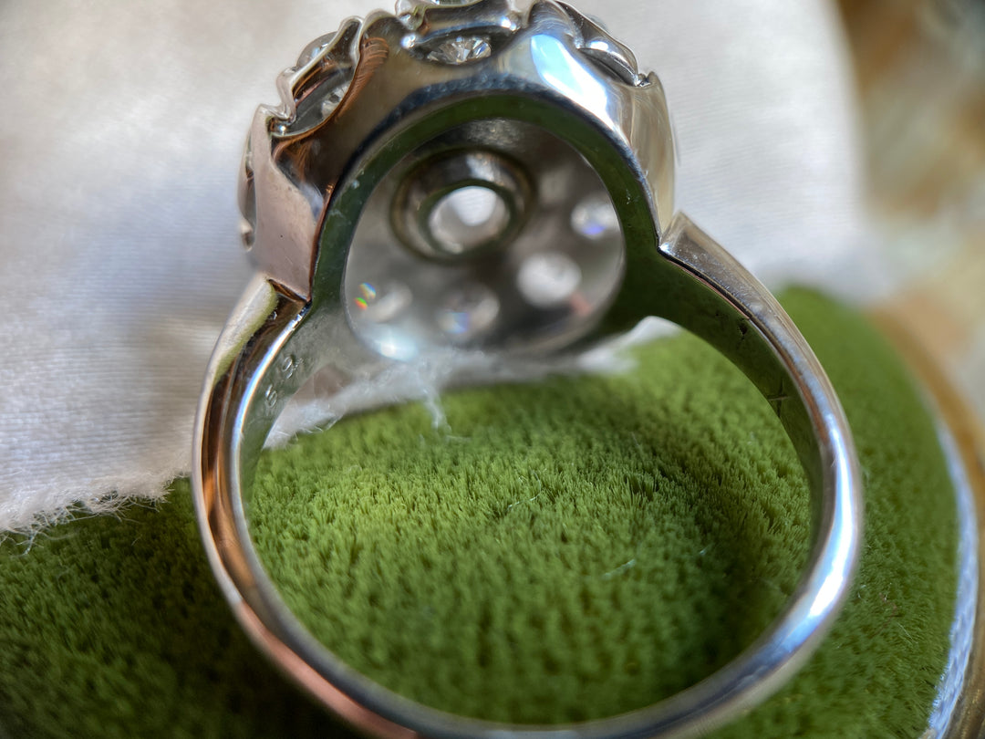 Secret Garden Mid-Century Vintage Diamond Ring in 14k White Gold