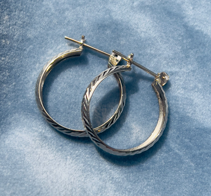 Detailed Twist Hoops in 14k White Gold