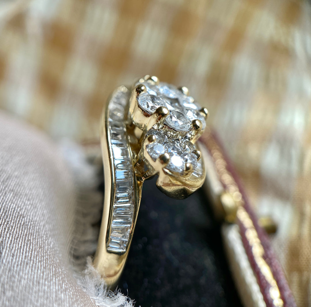 Wildflower 90’s Vintage Diamond Ring in 14k Gold