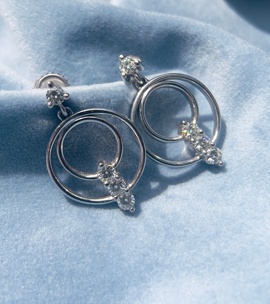 Celestial Cascade over 3/4 carat tw Natural Diamond Dangle Hoops in 14k White Gold
