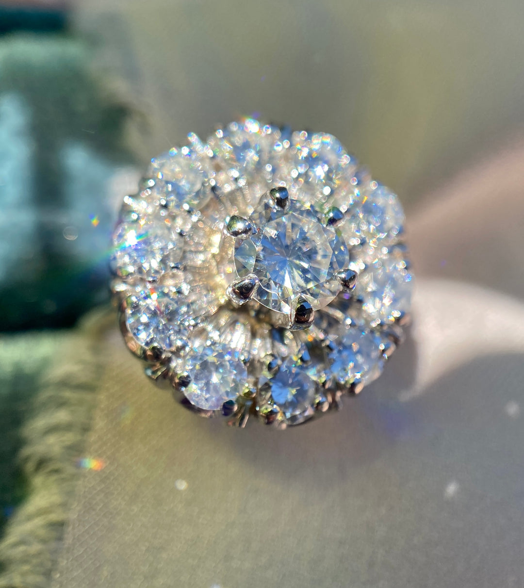 Secret Garden Mid-Century Vintage Diamond Ring in 14k White Gold