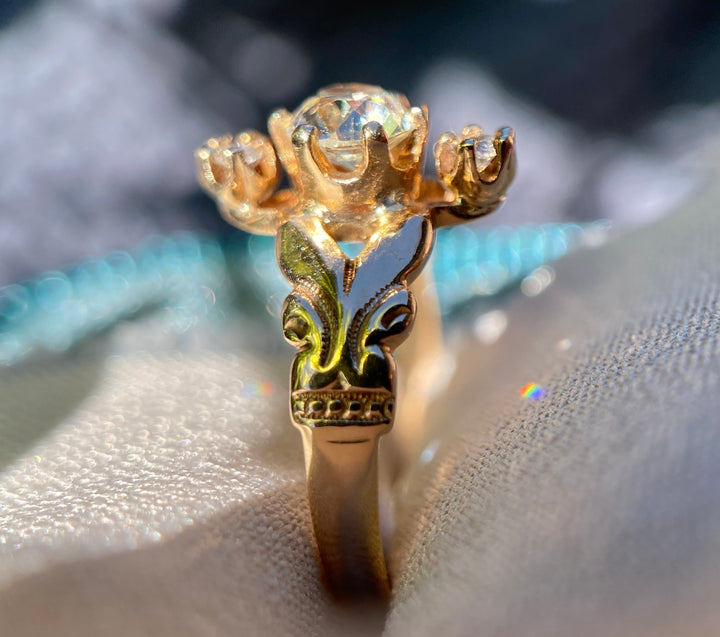 Golden Hour Victorian Old Mine Cut Diamond Ring in 10k Rose Gold