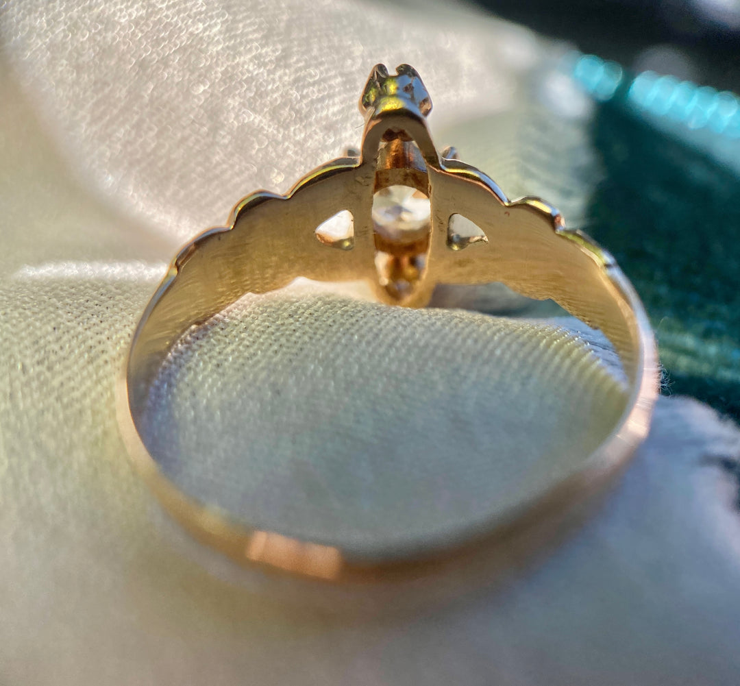 Golden Hour Victorian Old Mine Cut Diamond Ring in 10k Rose Gold
