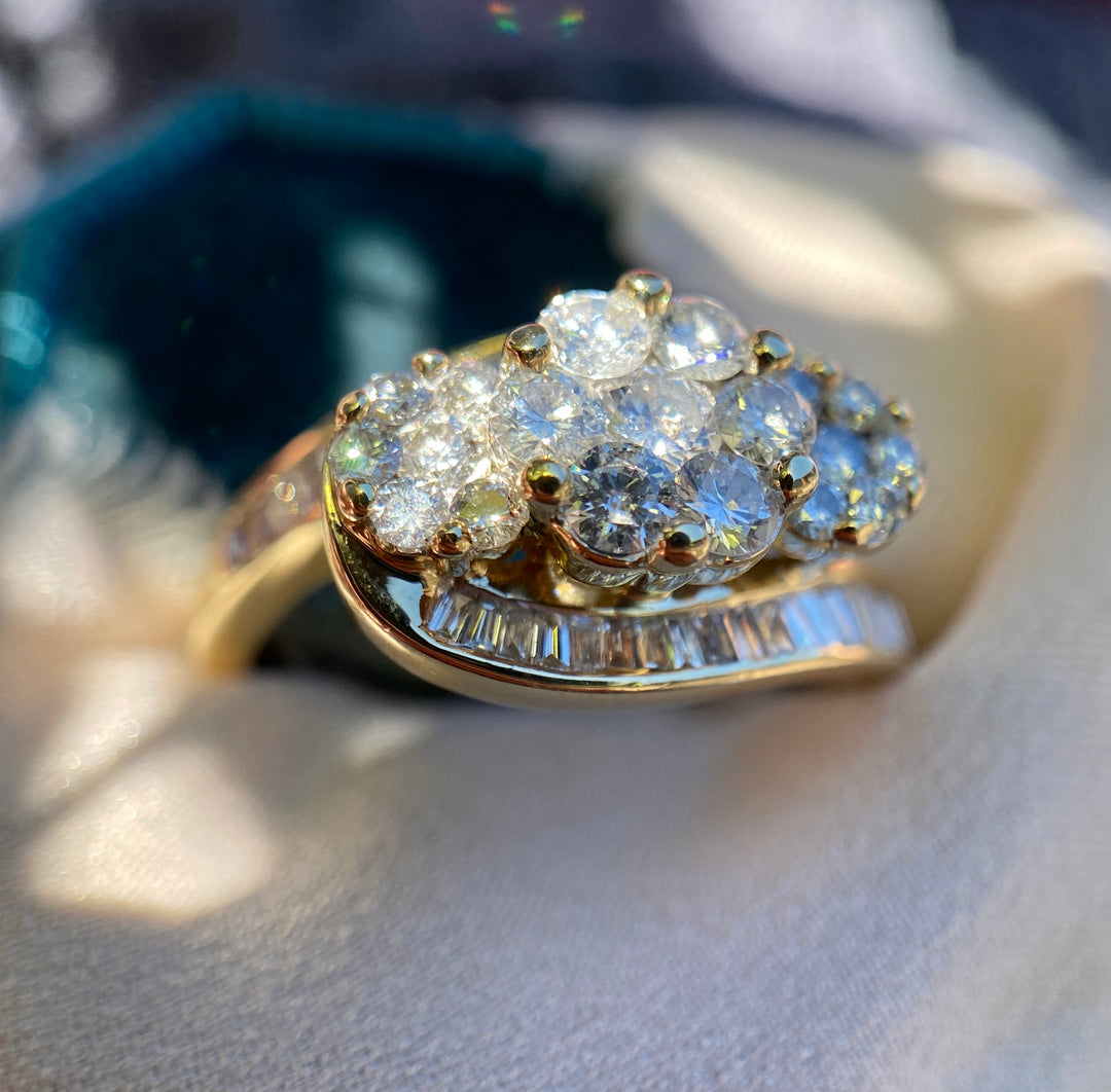 Wildflower 90’s Vintage Diamond Ring in 14k Gold