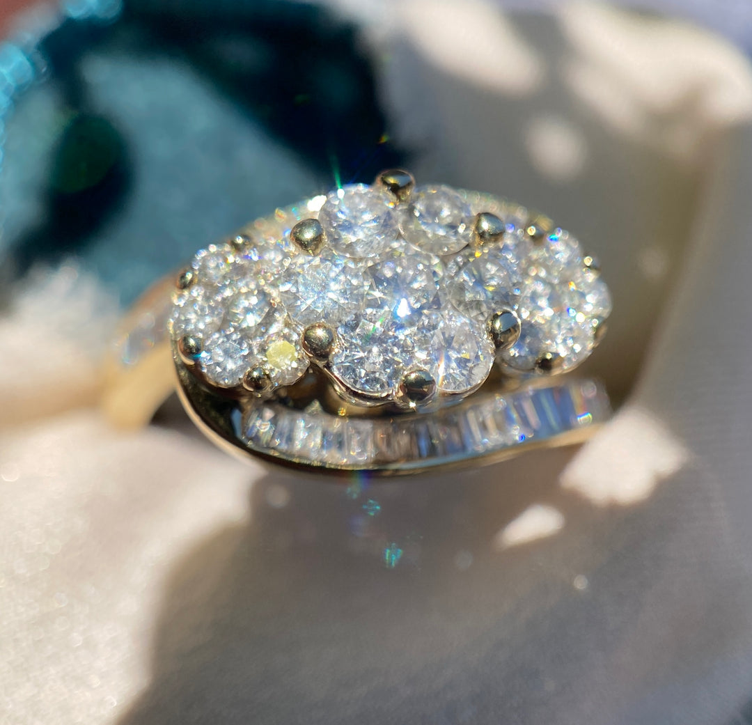 Wildflower 90’s Vintage Diamond Ring in 14k Gold