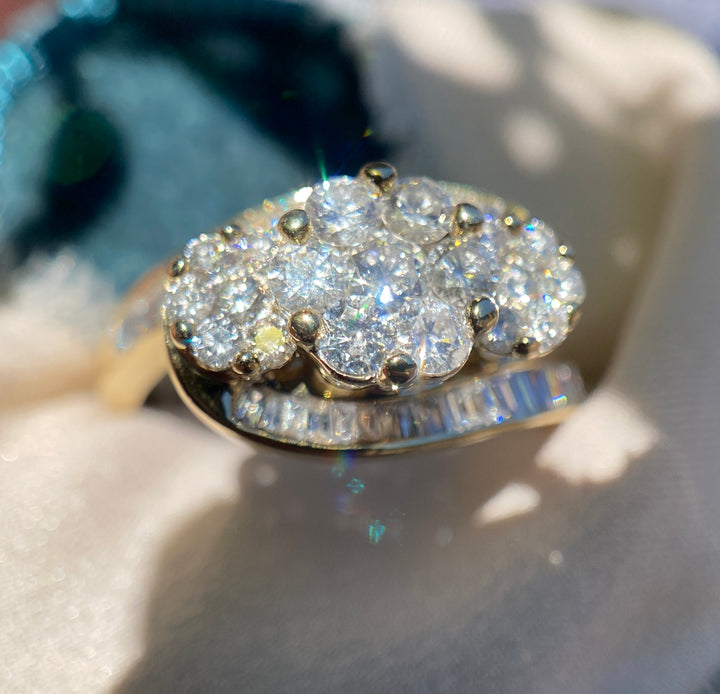 Wildflower 90’s Vintage Diamond Ring in 14k Gold