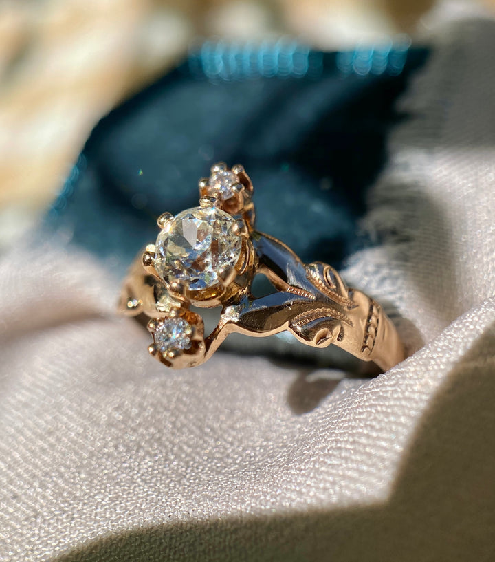 Golden Hour Victorian Old Mine Cut Diamond Ring in 10k Rose Gold