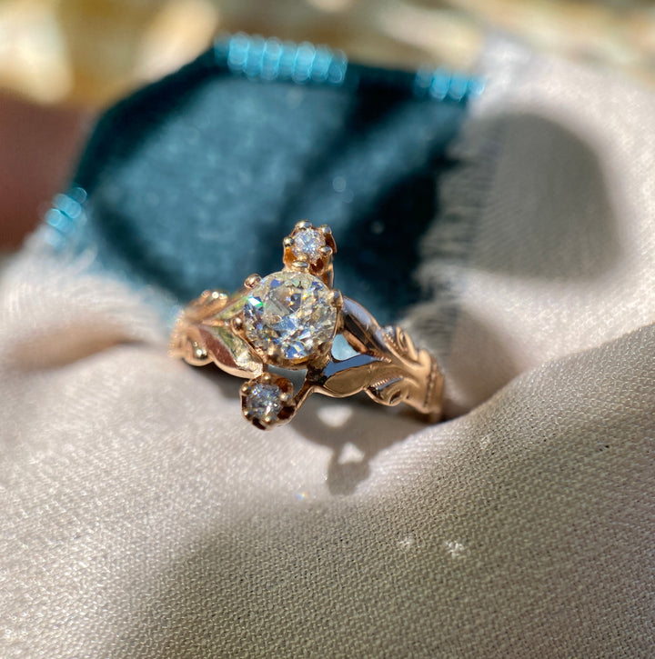 Golden Hour Victorian Old Mine Cut Diamond Ring in 10k Rose Gold
