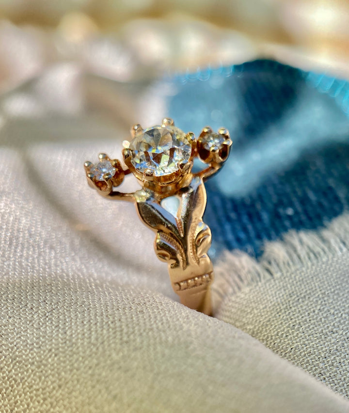 Golden Hour Victorian Old Mine Cut Diamond Ring in 10k Rose Gold