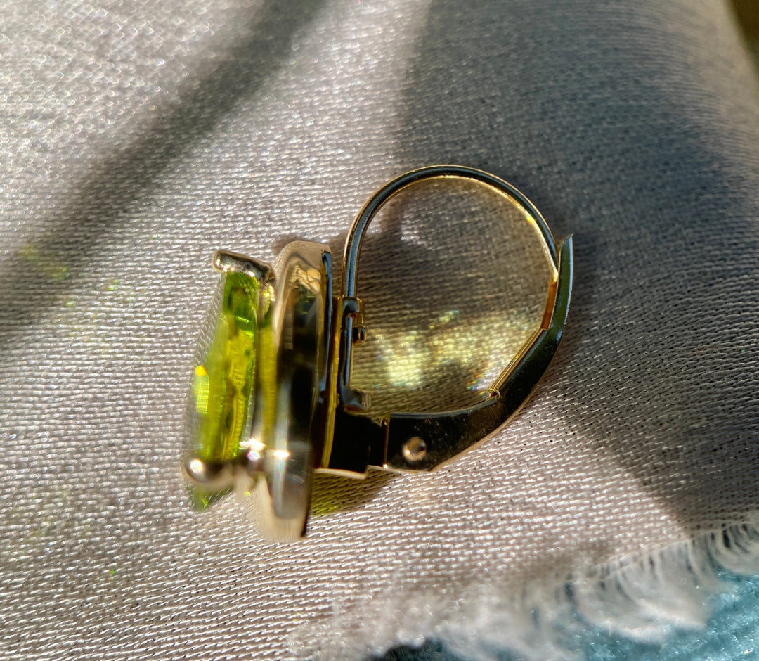 Peridot Earrings in 14k Yellow Gold
