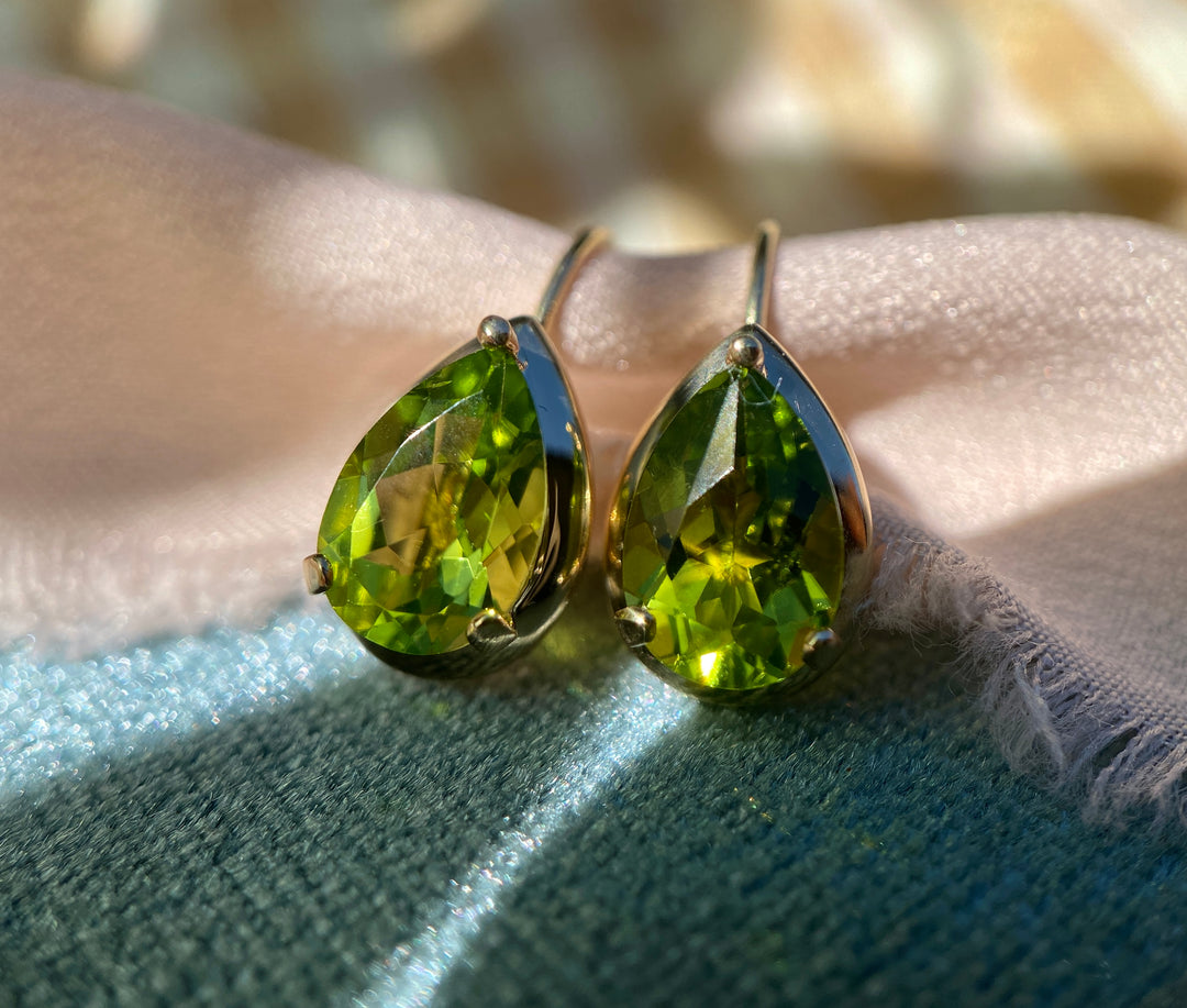 Peridot Earrings in 14k Yellow Gold
