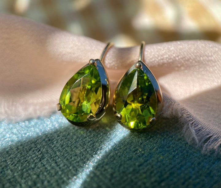 Peridot Earrings in 14k Yellow Gold