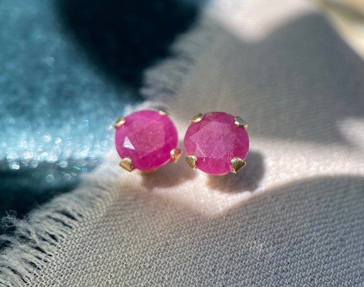 Ruby studs in 10k Yellow Gold