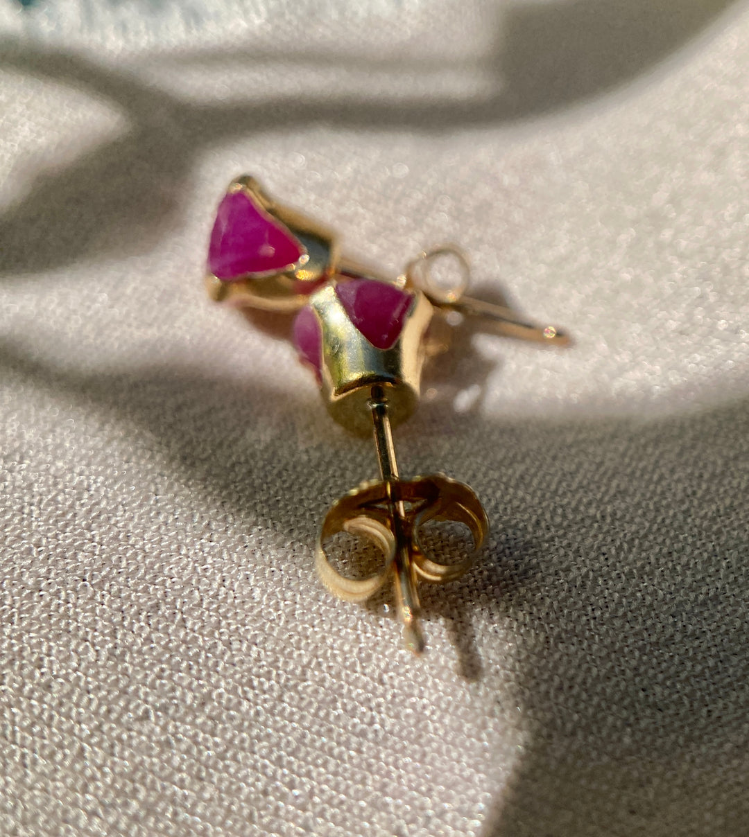 Ruby studs in 10k Yellow Gold