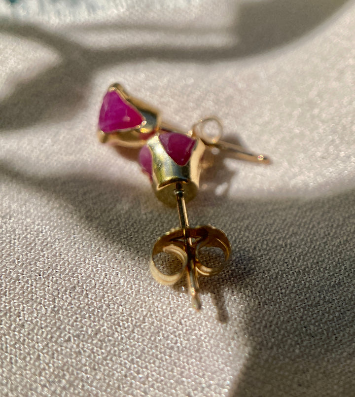 Ruby studs in 10k Yellow Gold