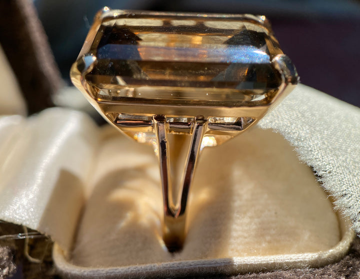 Vintage Brown Topaz Ring in 14k Yellow Gold