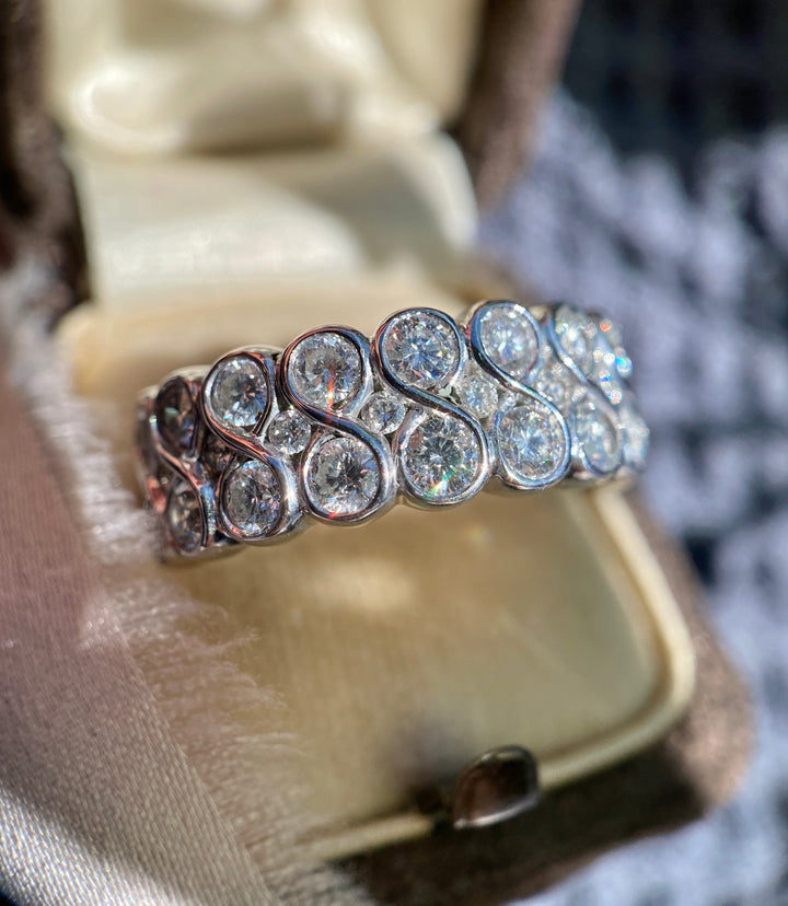 Wide Diamond Band In 14k White Gold