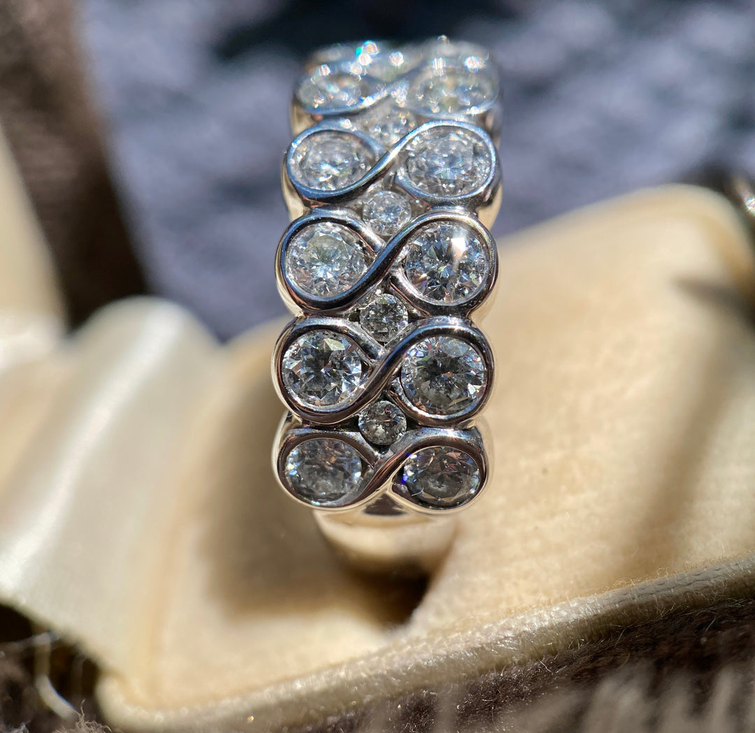 Wide Diamond Band In 14k White Gold
