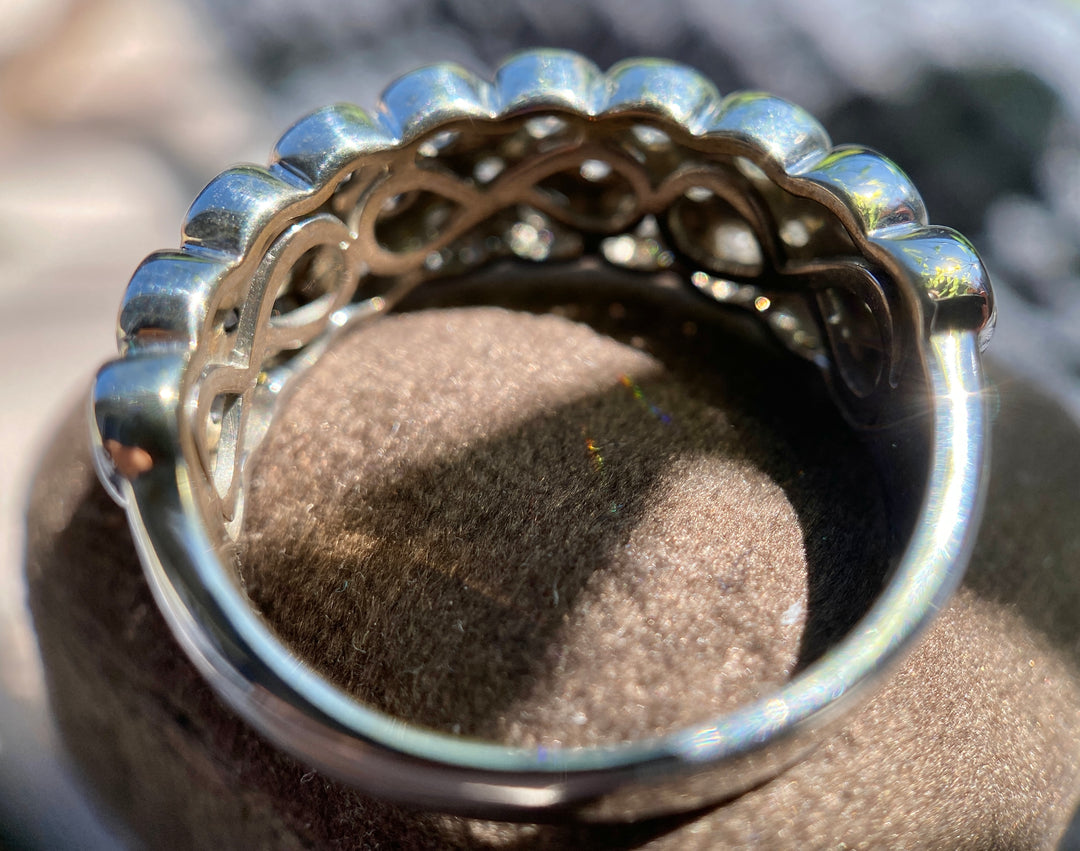 Wide Diamond Band In 14k White Gold