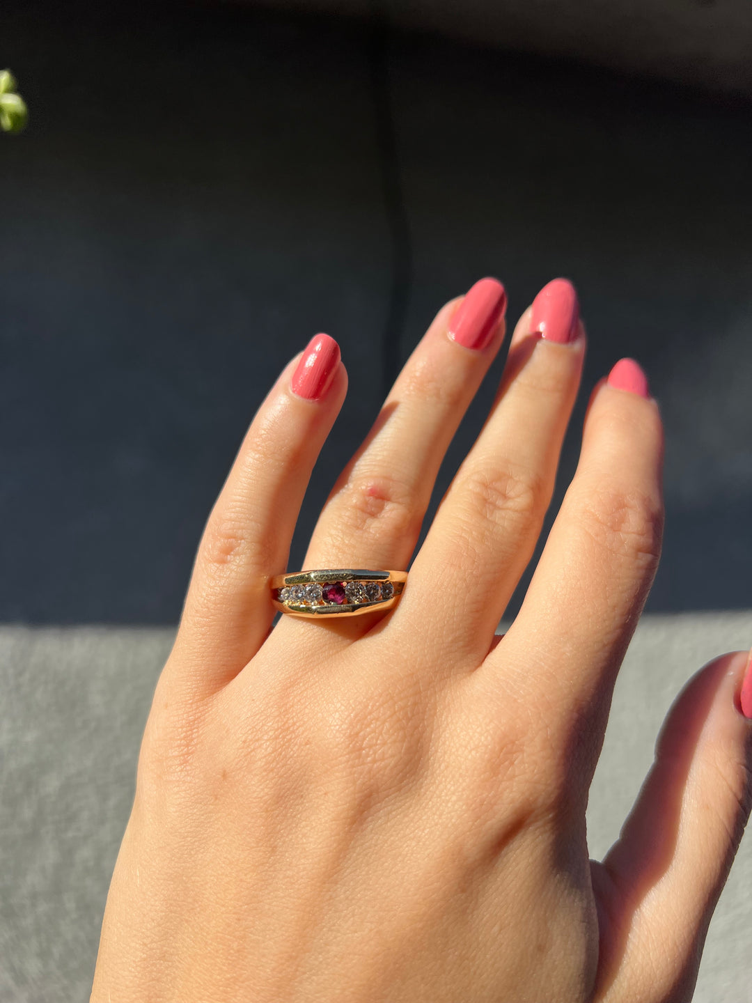 Dazzling Natural Ruby and Diamond Band in 14k Yellow Gold