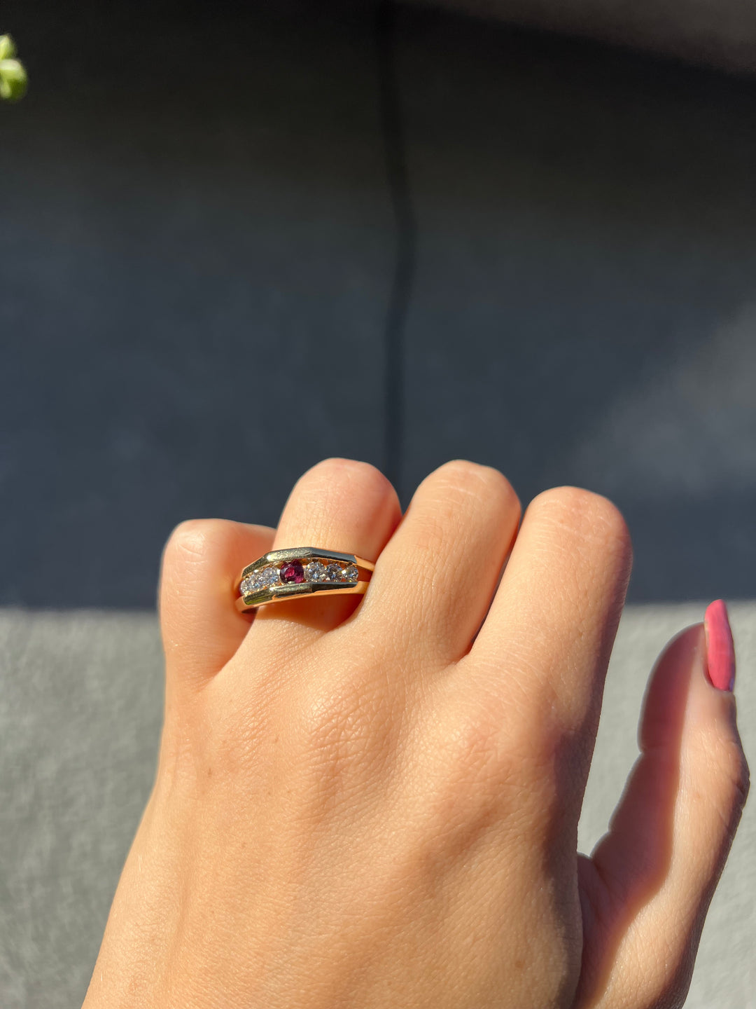 Dazzling Natural Ruby and Diamond Band in 14k Yellow Gold