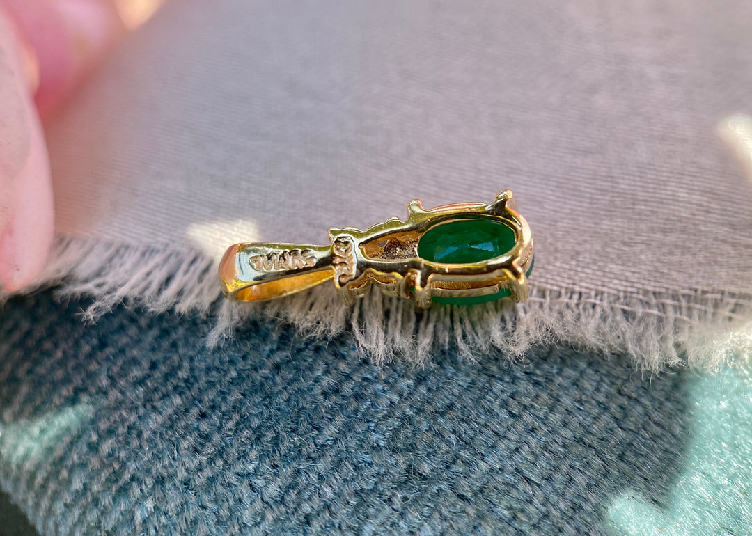 Bloom Emerald and Diamond Pendent in 14k Yellow Gold