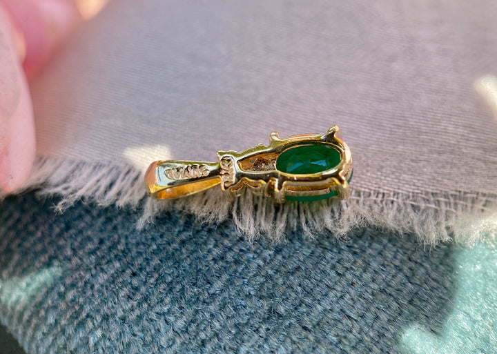 Bloom Emerald and Diamond Pendent in 14k Yellow Gold