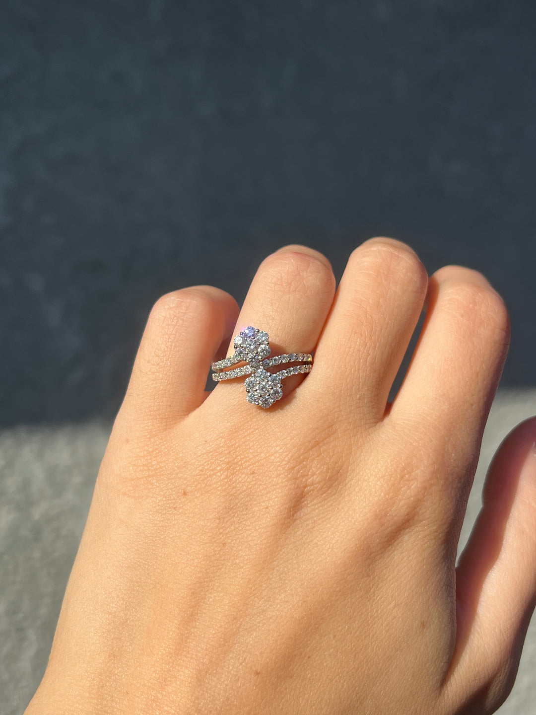 Modern Flower Power Natural Diamond Ring in 18k White Gold 1.20TCW