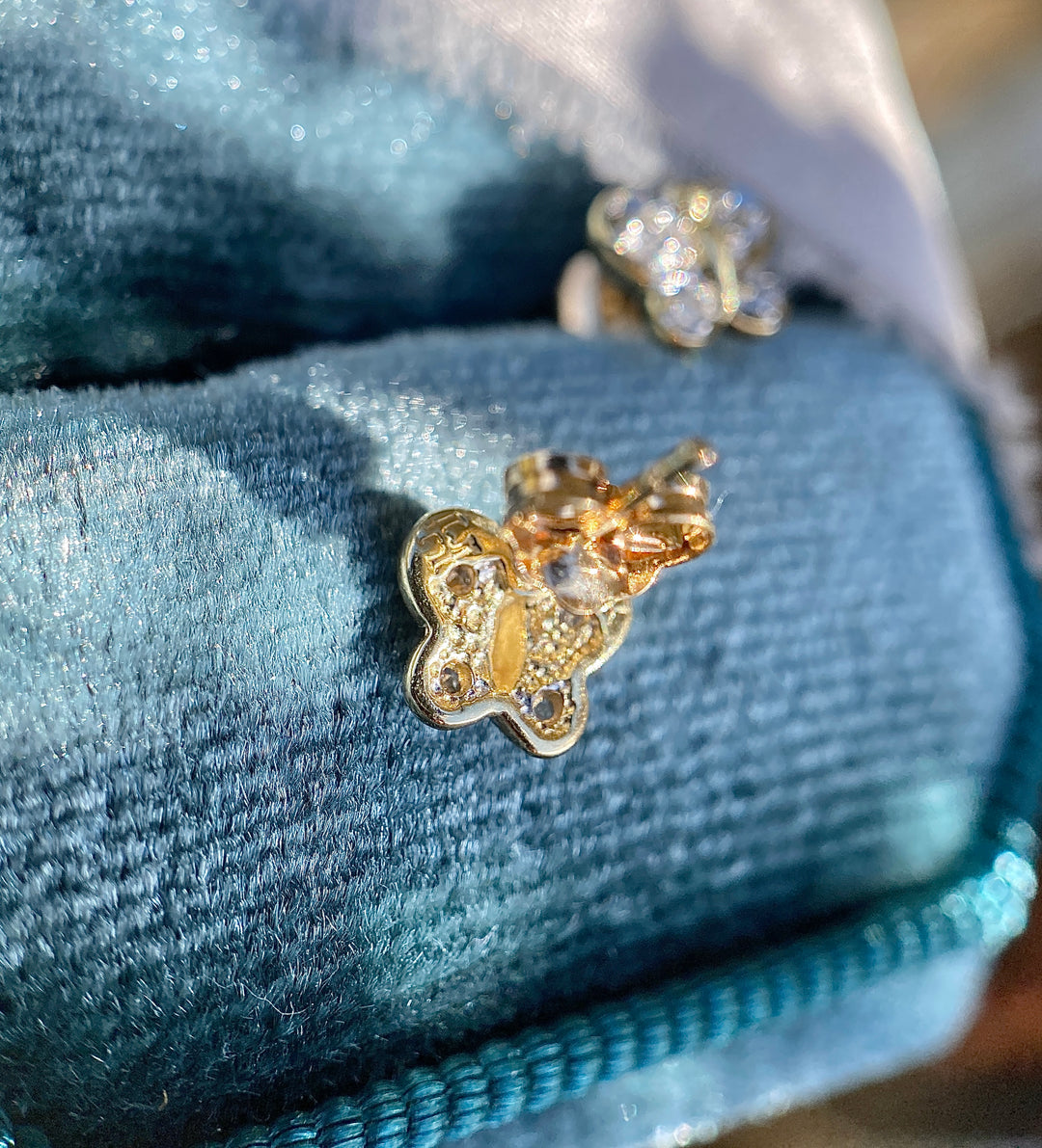 Mariposa Brilliance Butterfly Studs in 10k Yellow And White Gold