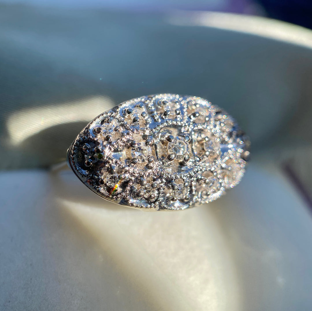 1950’s Art Crest Diamond Ring in 14k White and Yellow Gold